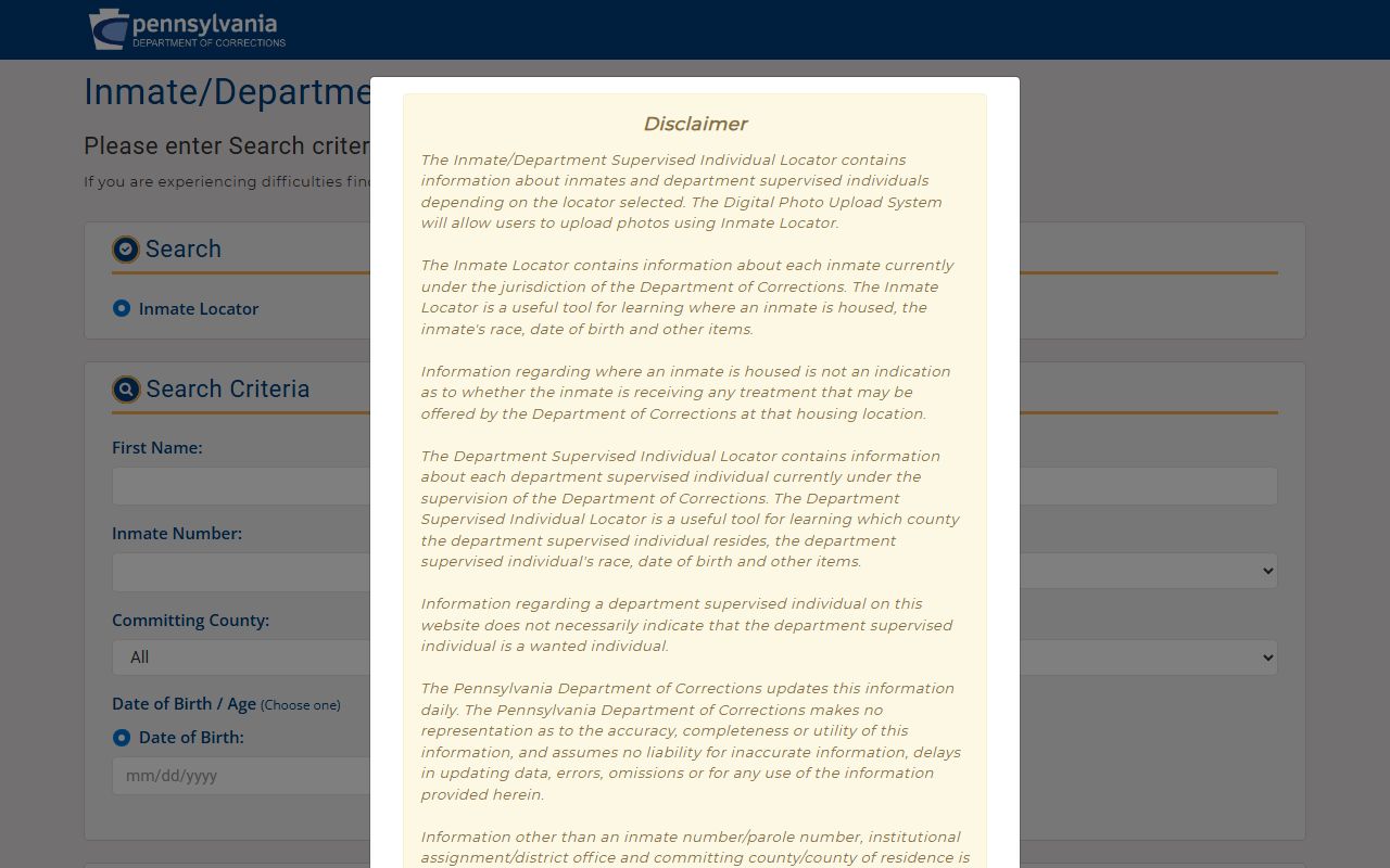 Fulton County inmate search Pennsylvania DOC inmate locator